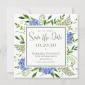 70e verjaardag Blue Hydrangeas Surprise Party Save The Date (Voorkant)
