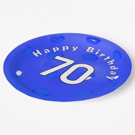 70e verjaardag Blue Pickleball Papieren Bordje (Gekanteld)