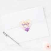 70e verjaardag blush violet floral name hart sticker (Envelop)