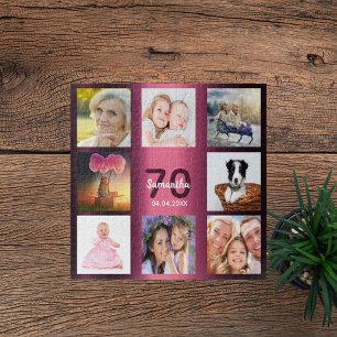 70e verjaardag bogundy naam foto collage legpuzzel