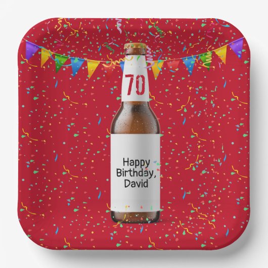 70e verjaardag Bord bietenflespapier (Voorkant)
