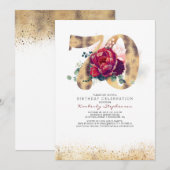 70e verjaardag Bourgogne Rood en Goud Glitter Kaart (Voorkant / Achterkant)