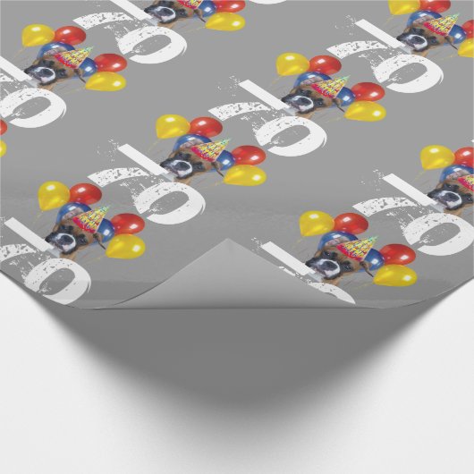 70e verjaardag Boxer-cadeaupapier met grijs cadeau Cadeaupapier (Hoek)