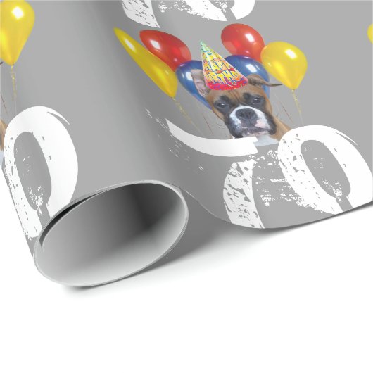 70e verjaardag Boxer-cadeaupapier met grijs cadeau Cadeaupapier (Rol Hoek)