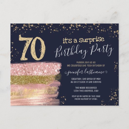 70e verjaardag Briefkaart Glitter Cake Surprise Pa (Voorkant)