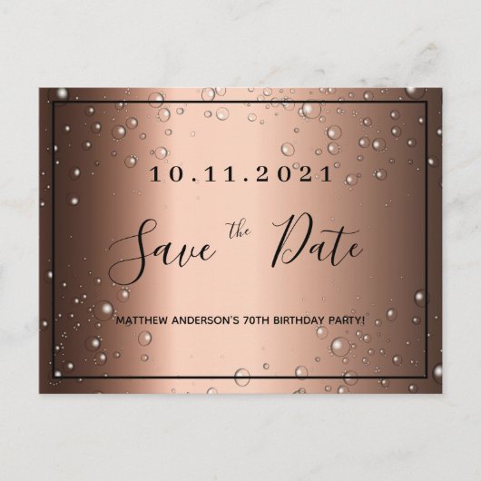 70e verjaardag bronzen zwart metallisch behalve de briefkaart (Voorkant)