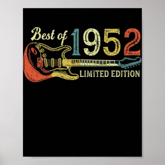 70e verjaardag cadeaus voor mannen Guitar Lover Poster (Voorkant)