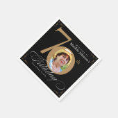 70e verjaardag Calligrafie Elegant Black Gold Phot Servet (Hoek)