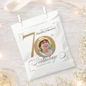 70e verjaardag Calligrafie Gold White Elegant foto Bedankzakje (Geknipt)