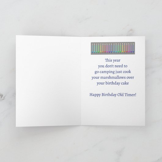 70e verjaardag Camping Campfire Old Timer Kaart (Binnen)