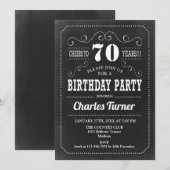 70e verjaardag - Chalkboard Black White Kaart (Voorkant / Achterkant)