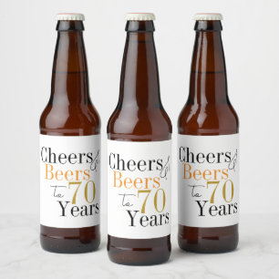 70e verjaardag Cheers and Beers Minimal Party Bier Etiket