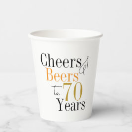 70e verjaardag Cheers and Beers Minimal Party Papieren Bekers