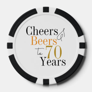 70e verjaardag Cheers and Beers Minimal Party Poker Chips