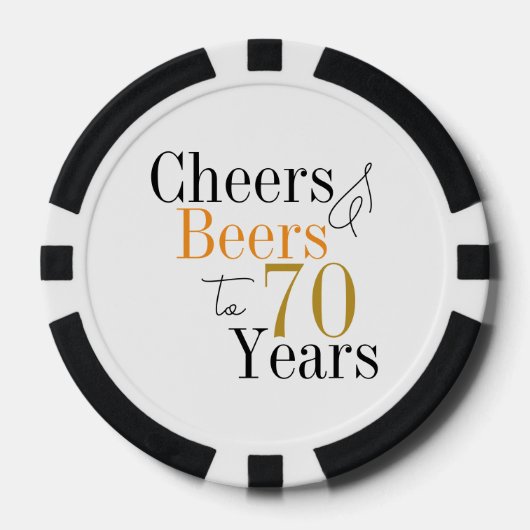 70e verjaardag Cheers and Beers Minimal Party Poker Chips (Voorkant)