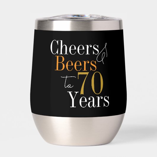 70e verjaardag Cheers Beers Black Gold Party Favor (Voorkant)