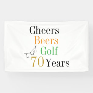70e verjaardag Cheers Beers Golf Minimal Party Spandoek