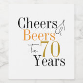70e verjaardag Cheers Beers Minimal Party Wijn Etiket (Enkel label)