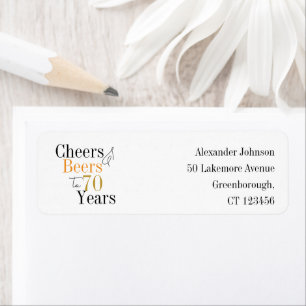 70e verjaardag Cheers Beers Minimal Return Adres Etiket