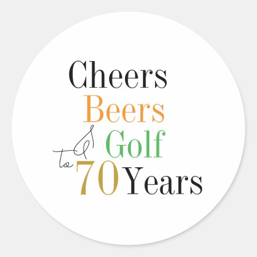 70e verjaardag Cheers en bieren Golf Minimal Ronde Sticker (Voorkant)