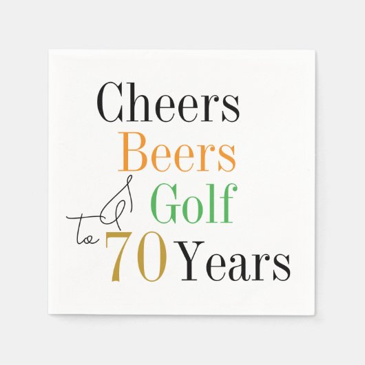 70e verjaardag Cheers en bieren Golf Minimal Servet (Voorkant)