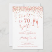 70e verjaardag - Cheers tot 70 jaar Roos Gold Whit Kaart (Voorkant)
