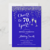 70e verjaardag - Cheers tot 70 jaar Royal Blue Kaart (Voorkant)