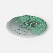 70e verjaardag Chic Falling Green Glitter Papieren Bordje (Gekanteld)