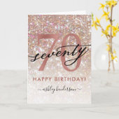 70e verjaardag Chic Glitter Ombre Kaart (Gele Bloem)