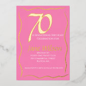 70e verjaardag Chic Roze & Gouden Uitnodiging (Voorkant)