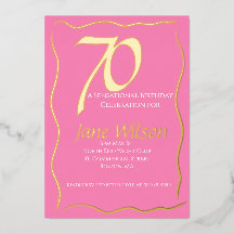 70e verjaardag Chic Roze & Gouden Uitnodiging