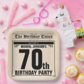70e Verjaardag Classic  Oud Nieuwsblad Custom Papieren Bordje (Feest)