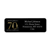 70e verjaardag Classy Black Solid Gold-tekstadres Etiket (Voorkant)
