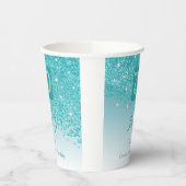 70e verjaardag Classy Falling Blauwgroen Blue Glit Papieren Bekers (Links)