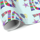 70e verjaardag Colorful Lettering & ballon Cadeaupapier (Rol Hoek)