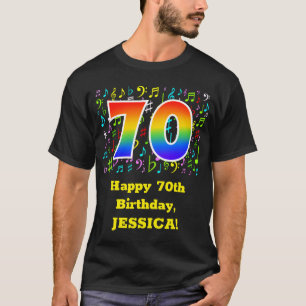 70e verjaardag: Colorful Music Symbols, Rainbow 70 T-shirt