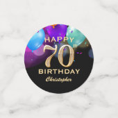 70e verjaardag Confetti voor zwarte en gouden fees (Kleine voorkant)