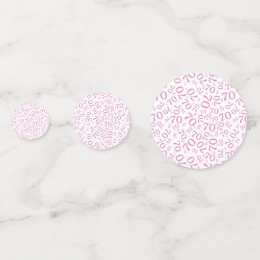 70e verjaardag Cool Nummer Patroon Roze en Wit Confetti (Voorkanten)