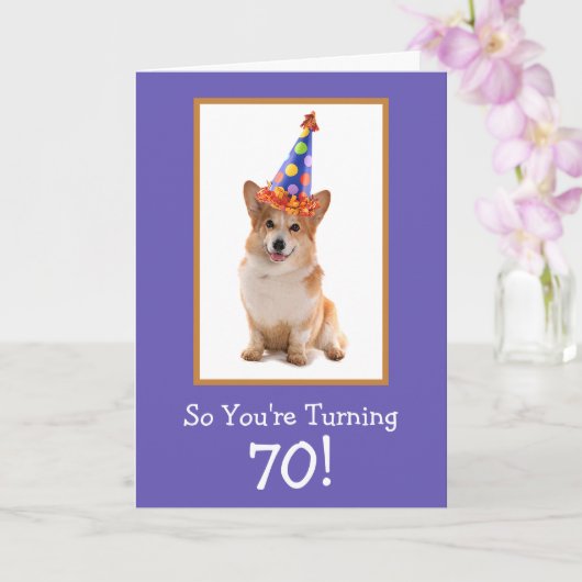 70e verjaardag Corgi Kaart (Orchidee)