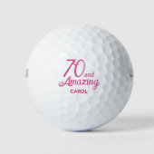 70e verjaardag Coworker Gift - Roze 70 en geweldig Golfballen (Voorkant)