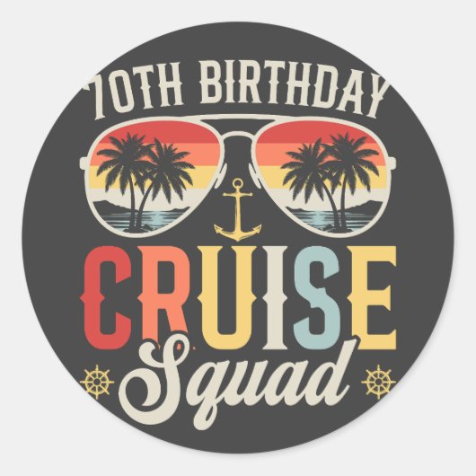 70E Verjaardag Cruise Squad Familie Matching Ronde Sticker (Voorkant)
