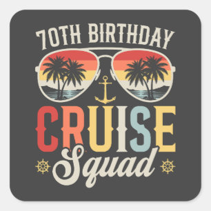 70E Verjaardag Cruise Squad Familie Matching Vierkante Sticker