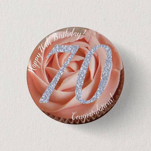 70e verjaardag Cupcake 3 cm rondetoeslag Ronde Button 3,2 Cm (Voorkant)