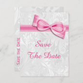 70e verjaardag Damask en Faux Bow Bewaar de datum Aankondigingskaart (Voorkant / Achterkant)