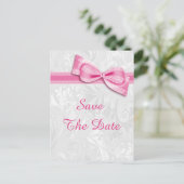 70e verjaardag Damask en Faux Bow Bewaar de datum Aankondigingskaart (Staand voorkant)