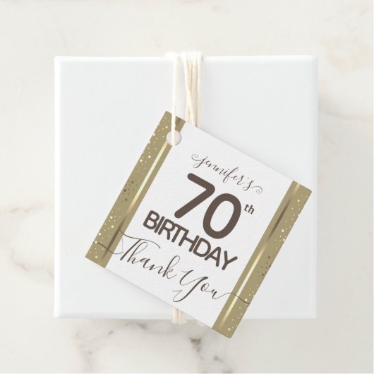 70e verjaardag Dank u Gold Elegant Script Favor Bedankjes Labels (In situ)
