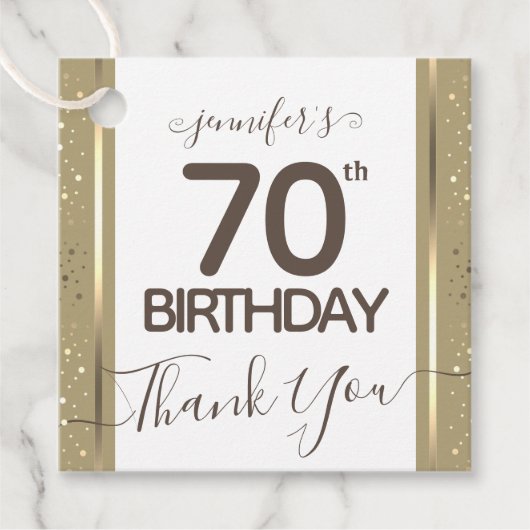 70e verjaardag Dank u Gold Elegant Script Favor Bedankjes Labels (Voorkant)