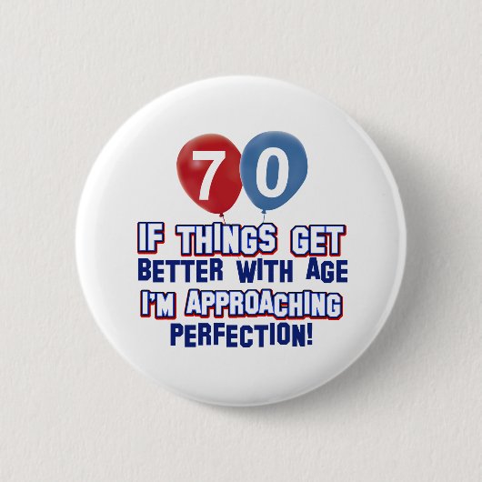 70e verjaardag design ronde button 5,7 cm (Voorkant)