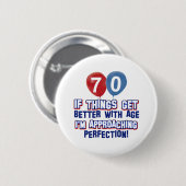 70e verjaardag design ronde button 5,7 cm (Voorkant /achterkant)