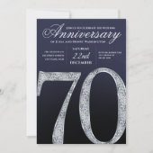 70e verjaardag Diamond Zilver Navyblauw Modern Kaart (Voorkant)